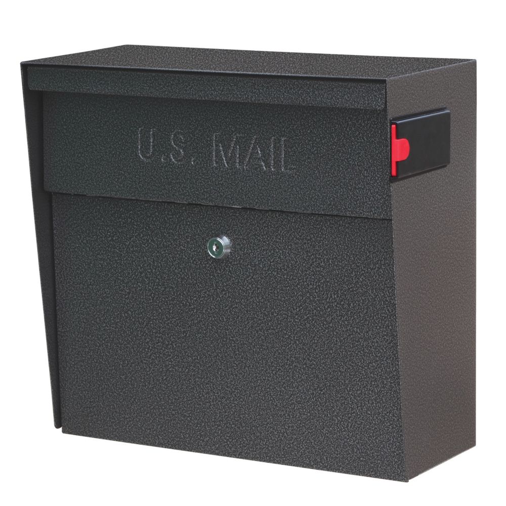 Gibraltar Industries Townhouse Black Steel Vertical Wall Mount Locking Mailbox The Home Depot