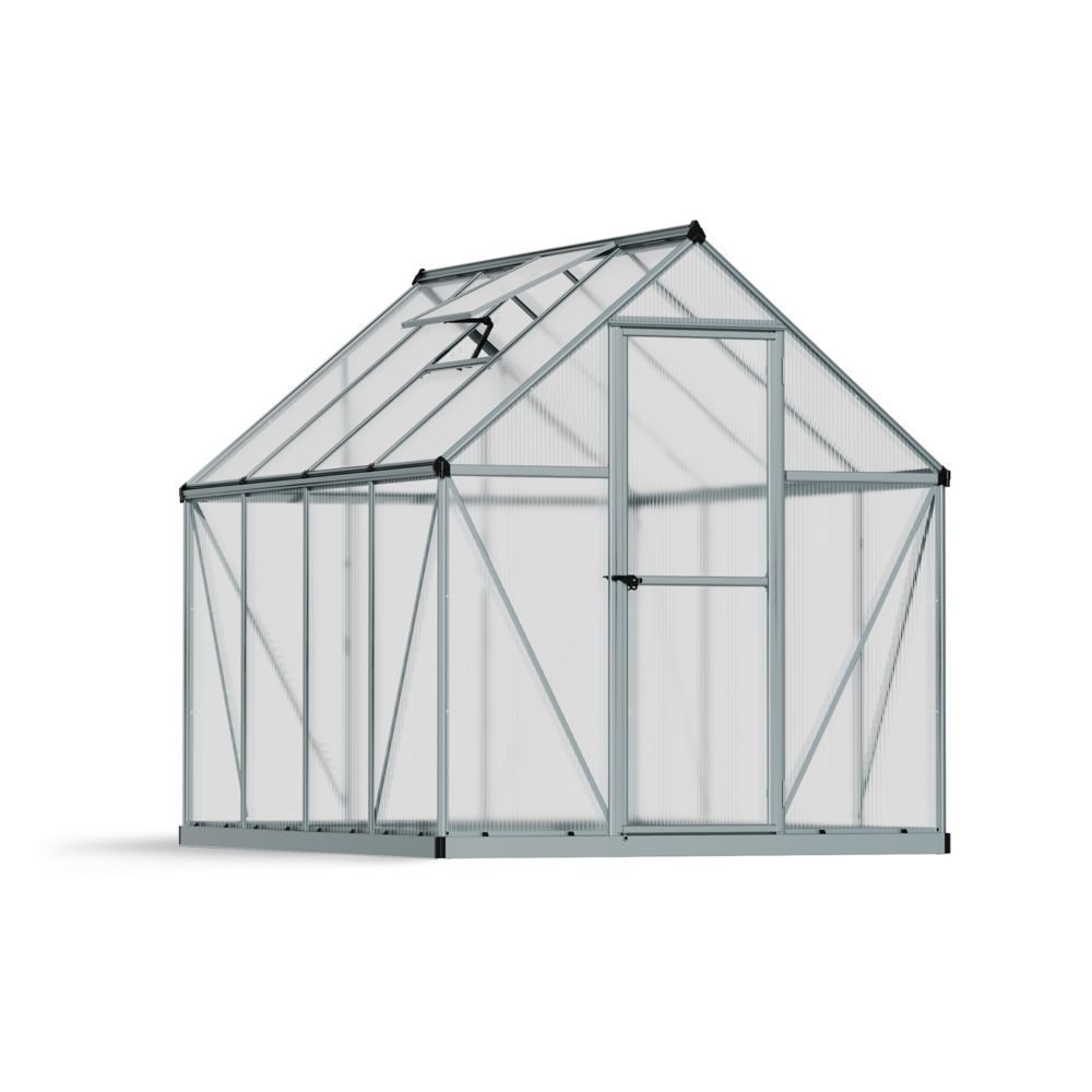 Palram Deluxe 6 ft. x 8 ft. Twin Wall Silver Greenhouse | The Home ...