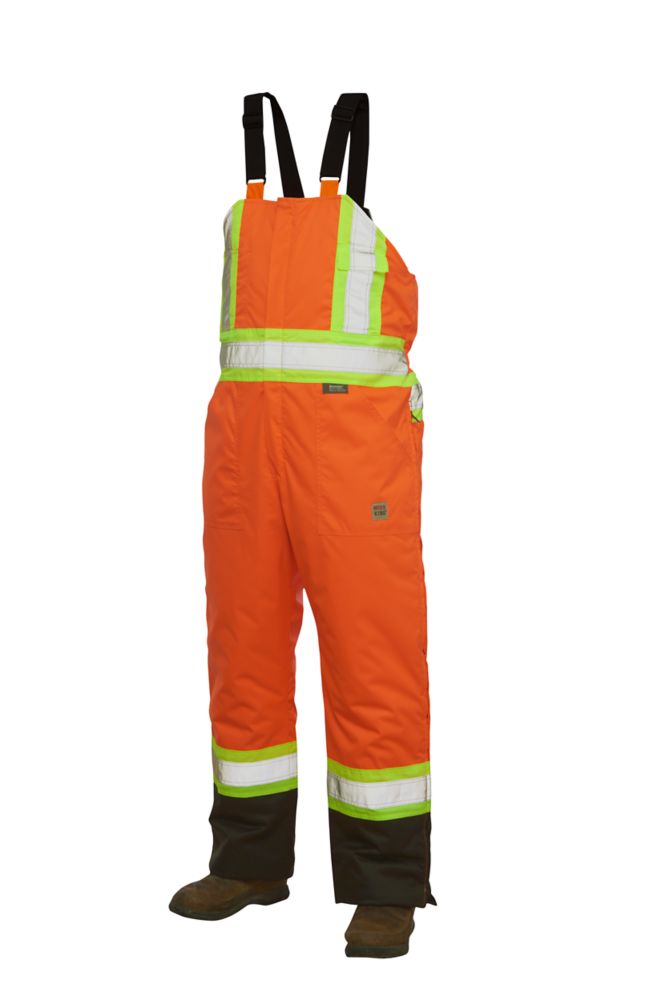 Work King HiVis Lined Bib Overall With Safety Stripes Fluorescent