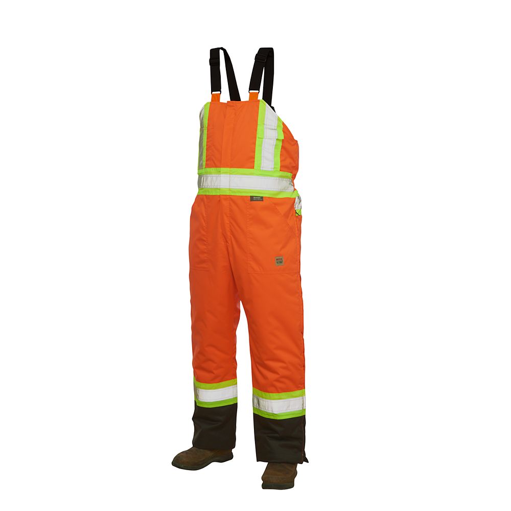Work King HiVis Lined Bib Overall With Safety Stripes Fluorescent