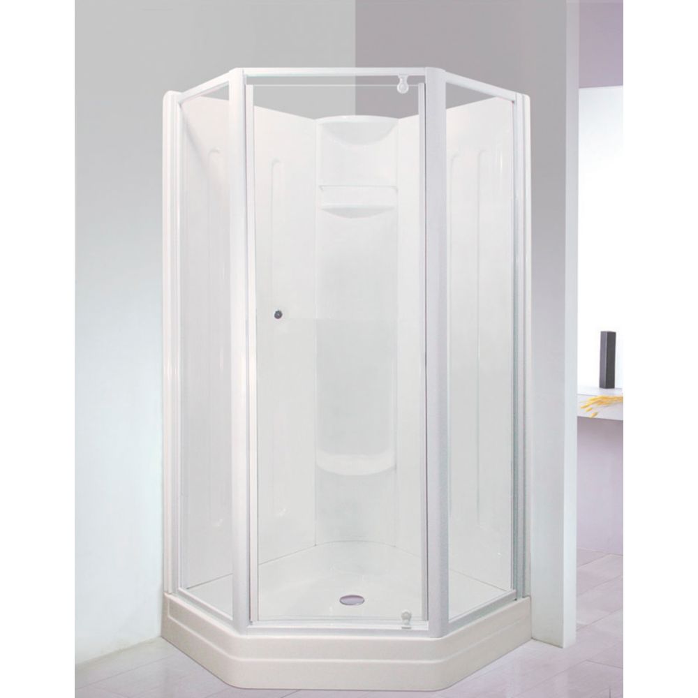 Malta Bath Contractor 38Inchx38Inch Neo Angle Shower DoorNickel Finish