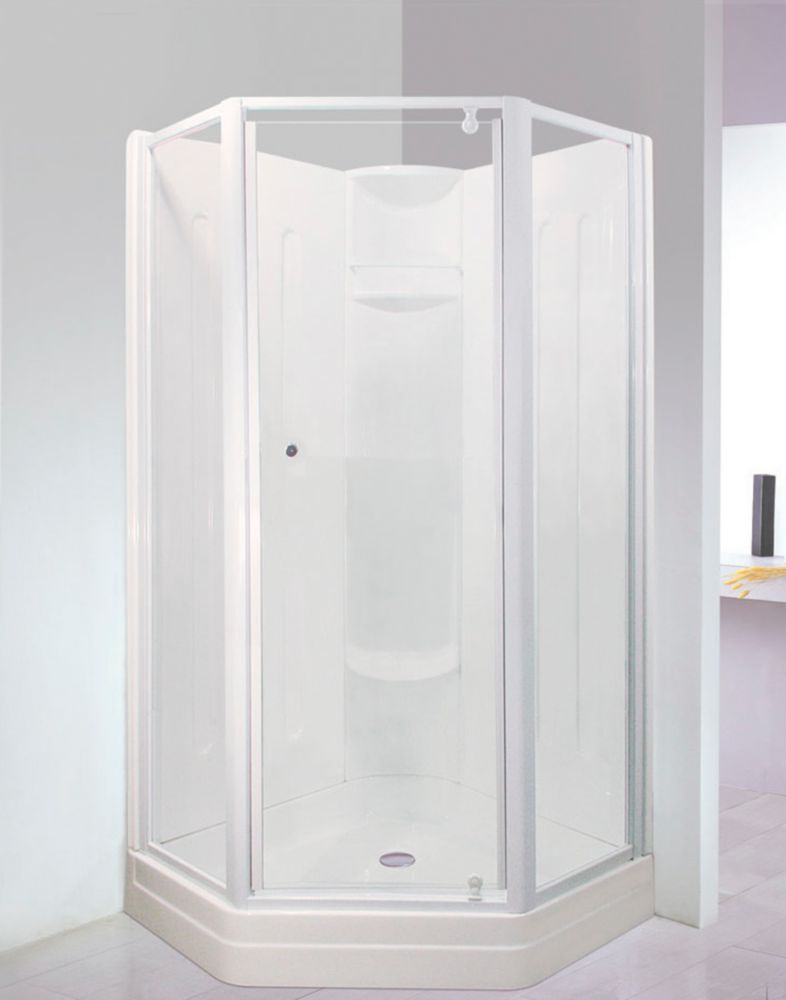Contractor 38inchx38inch Neo Angle Pivot Shower Door White Finish Contractor 38inchx38inch Neo Angle Pivot Shower Door White Finish And Glass With Design Base