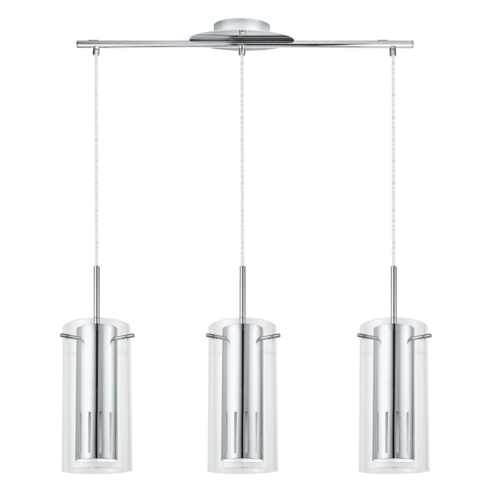 Eglo Pinto 1 3Light Hanging Pendant Light Fixture in Chrome Finish with Clear Glass The Home