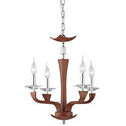 Pella Collection 4 Light Chrome & Brown Chandelier