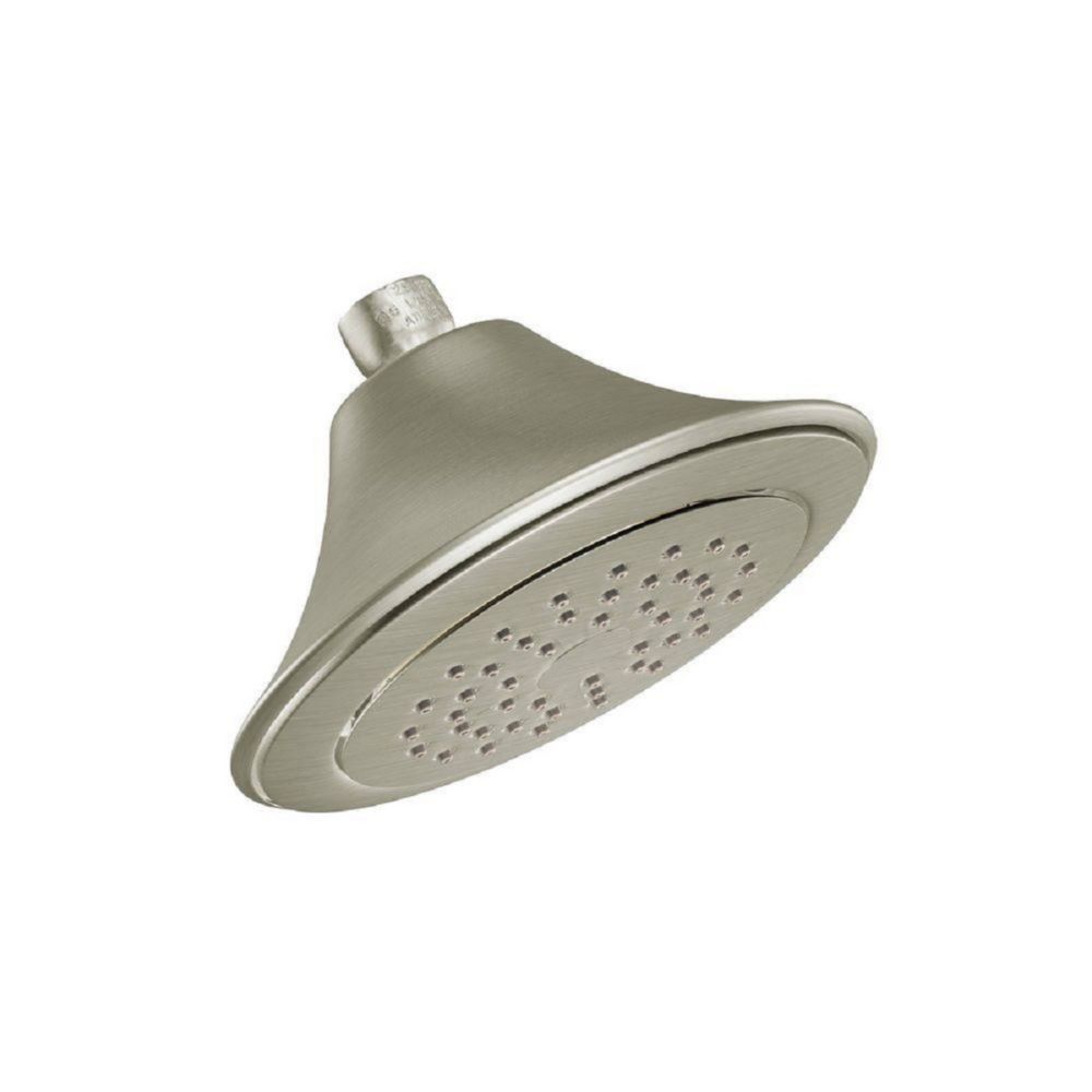 MOEN 1-Spray 6.5-inch Single Wall Mount Fixed Shower Head in Brushed Nickel | The Home Depot Canada