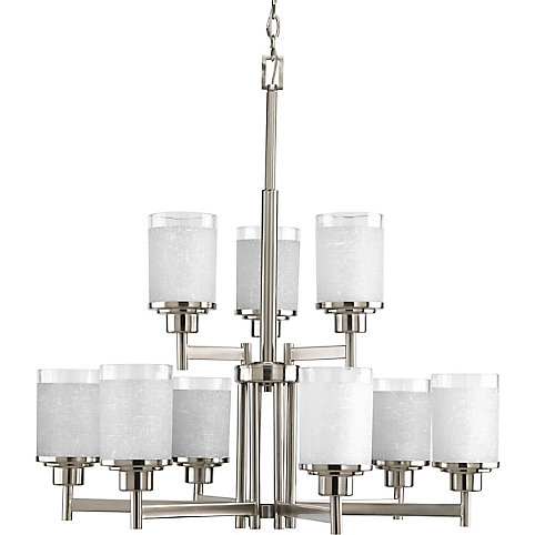 progress lighting alexa collection brushed nickel 9 light chandelier