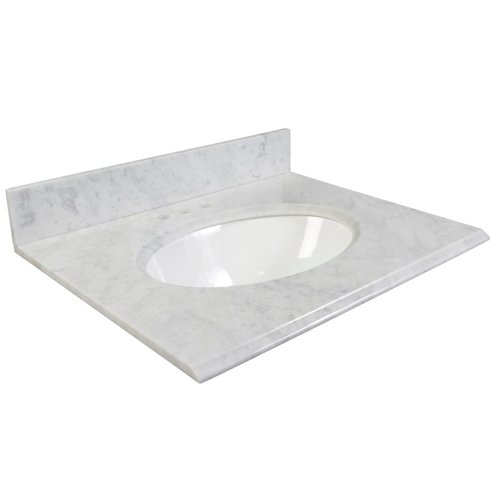 Magick Woods 37-Inch W x 22-Inch D Marble Vanity Top in White with ...