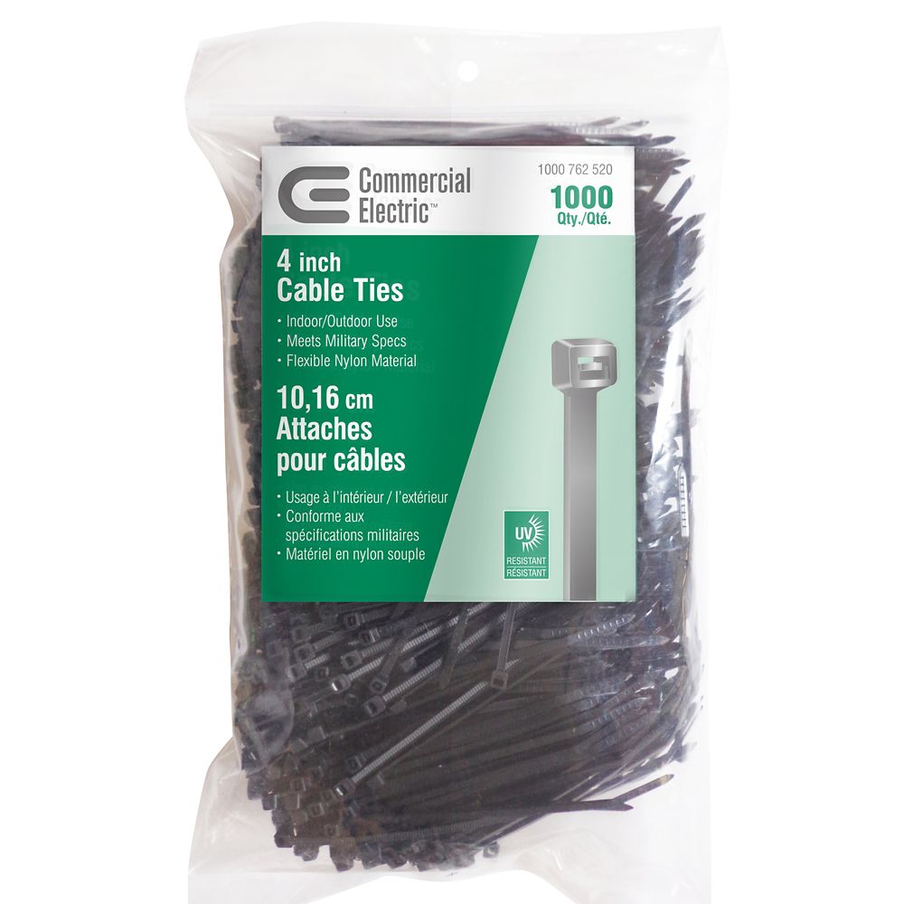 Commercial Electric 4inch UV Cable Tie Black (1000Pack) The Home