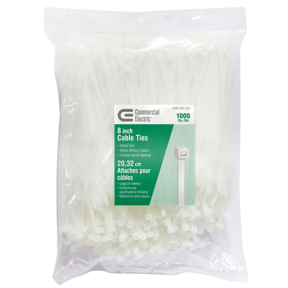 Commercial Electric 8inch Natural Cable Ties (1000Pack) The Home