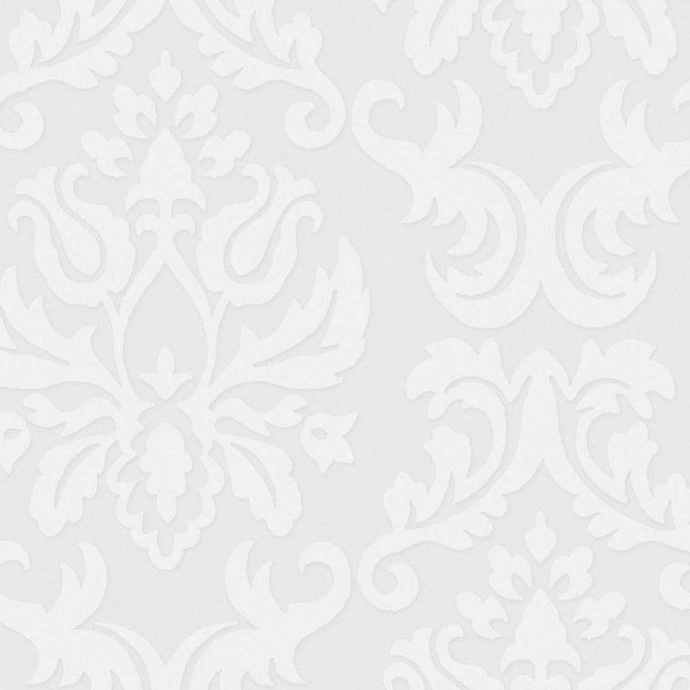 56 Sq Ft Large Damask Paintable White Wallpaper