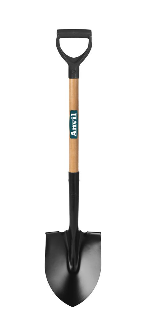 HDX HDX, Round Point Shovel with wood han   dle and D-Grip 