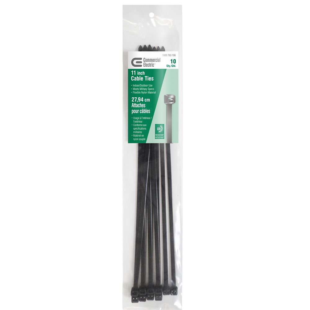 Thomas & Betts UV Black Twist Tail Cable ties 11 Inches (Bag of 50
