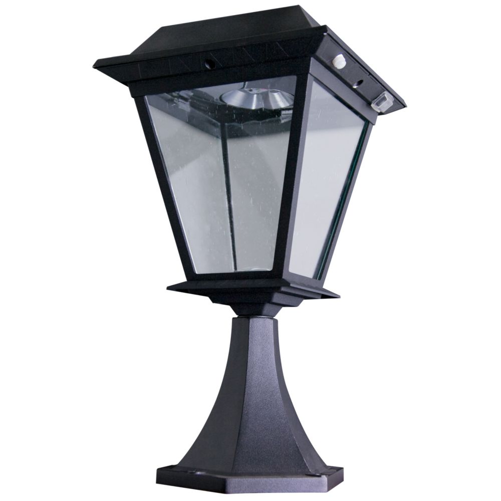 XEPA Pier/Deck Mount Outdoor Black Motion Activated Solar Powered LED