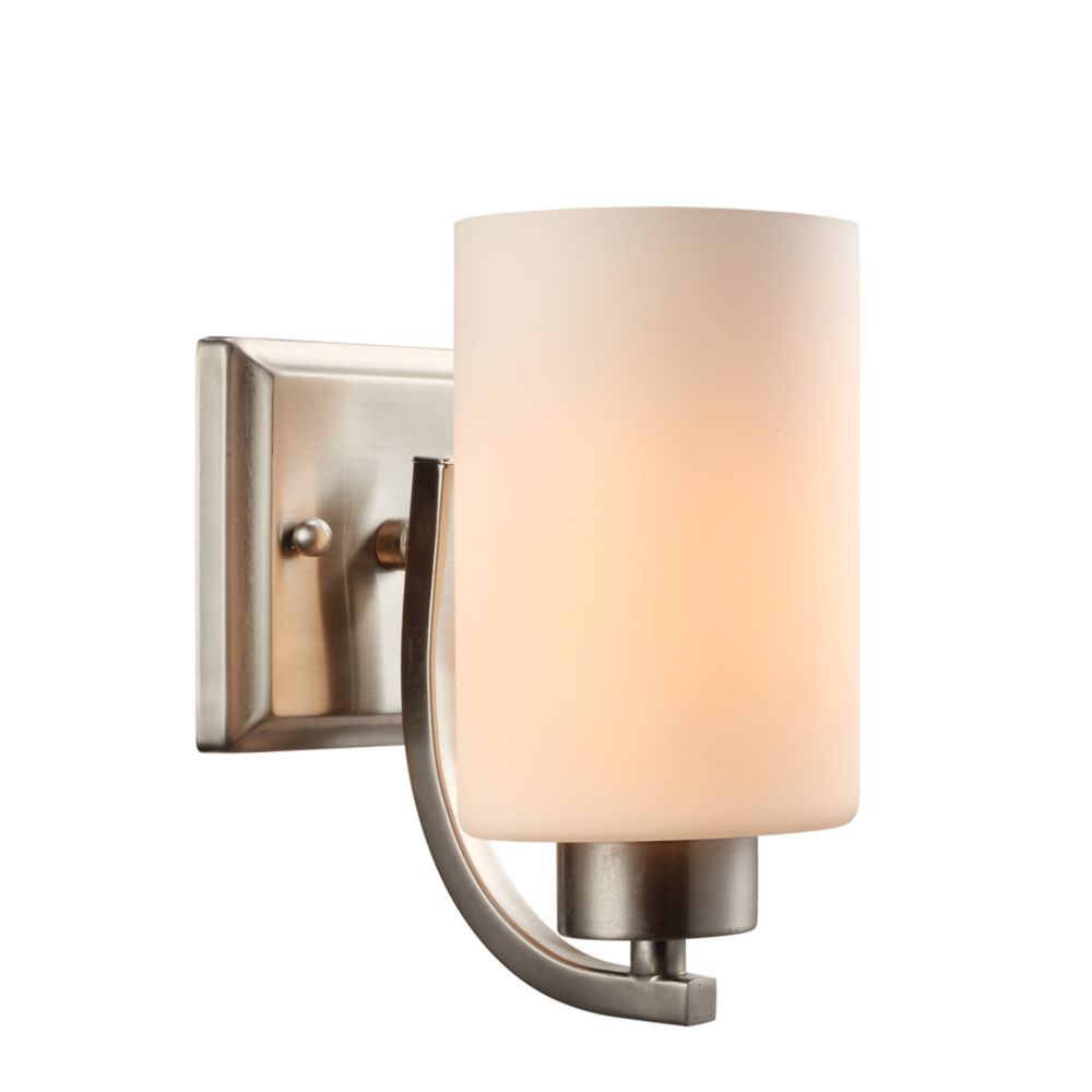 Commercial Electric 1-Light Brushed Nickel Sconce with ... on Sconces No Electric Fans id=34859