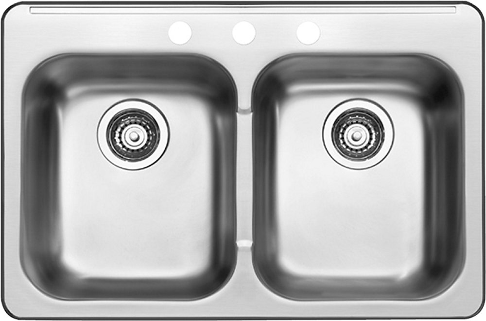 8 In Double Bowl Stainless Steel Sink