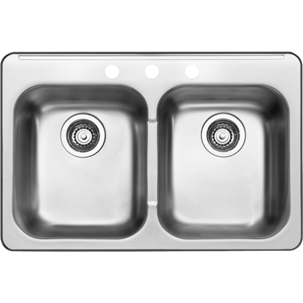 8 In Double Bowl Stainless Steel Sink