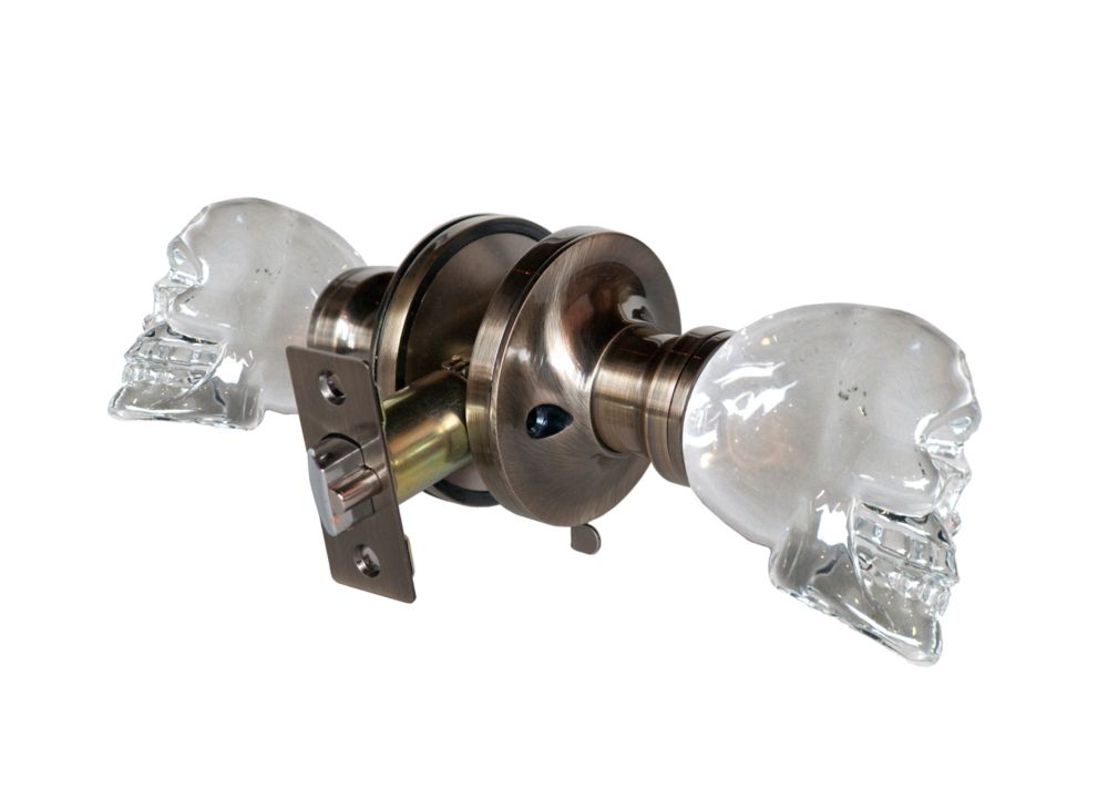 Krystal Touch Skull Antique Brass Privacy Led Door Knob