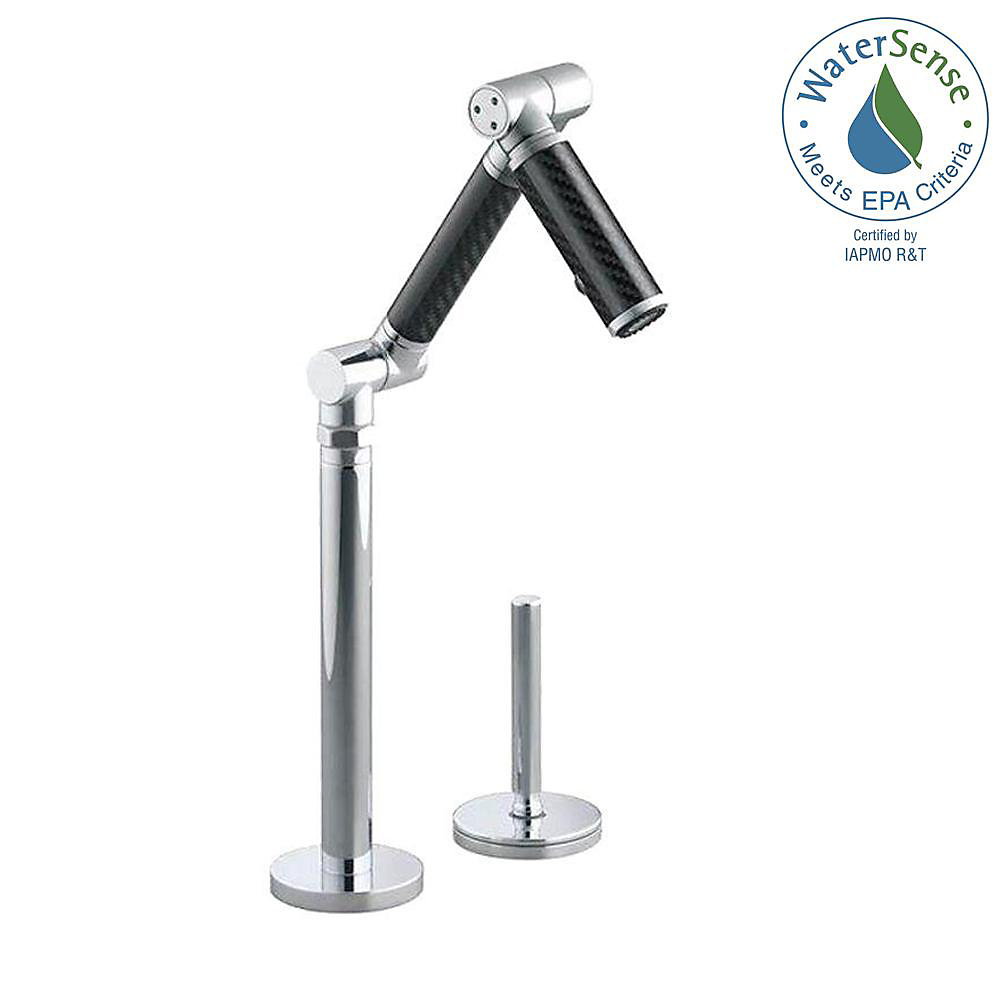 Karbon R Articulating Deck Mount Bar Sink Faucet With 6 Spout Black Tube And Lever Handle