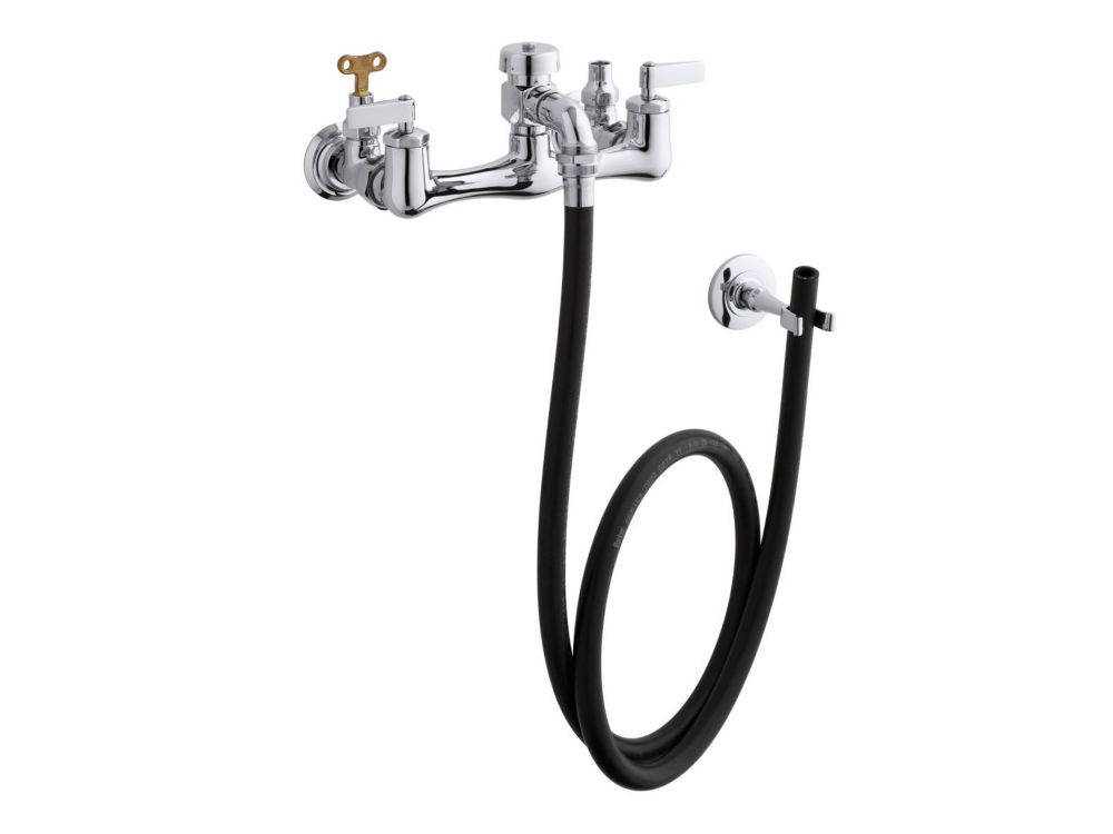 KOHLER Service Sink Faucet with LooseKey Stops, Rubber Hose, Wall Hook