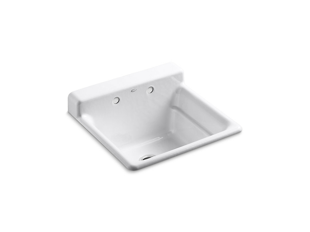 Bayview Self Rimming Utility Sink With Two Hole Faucet Drilling In Backsplash