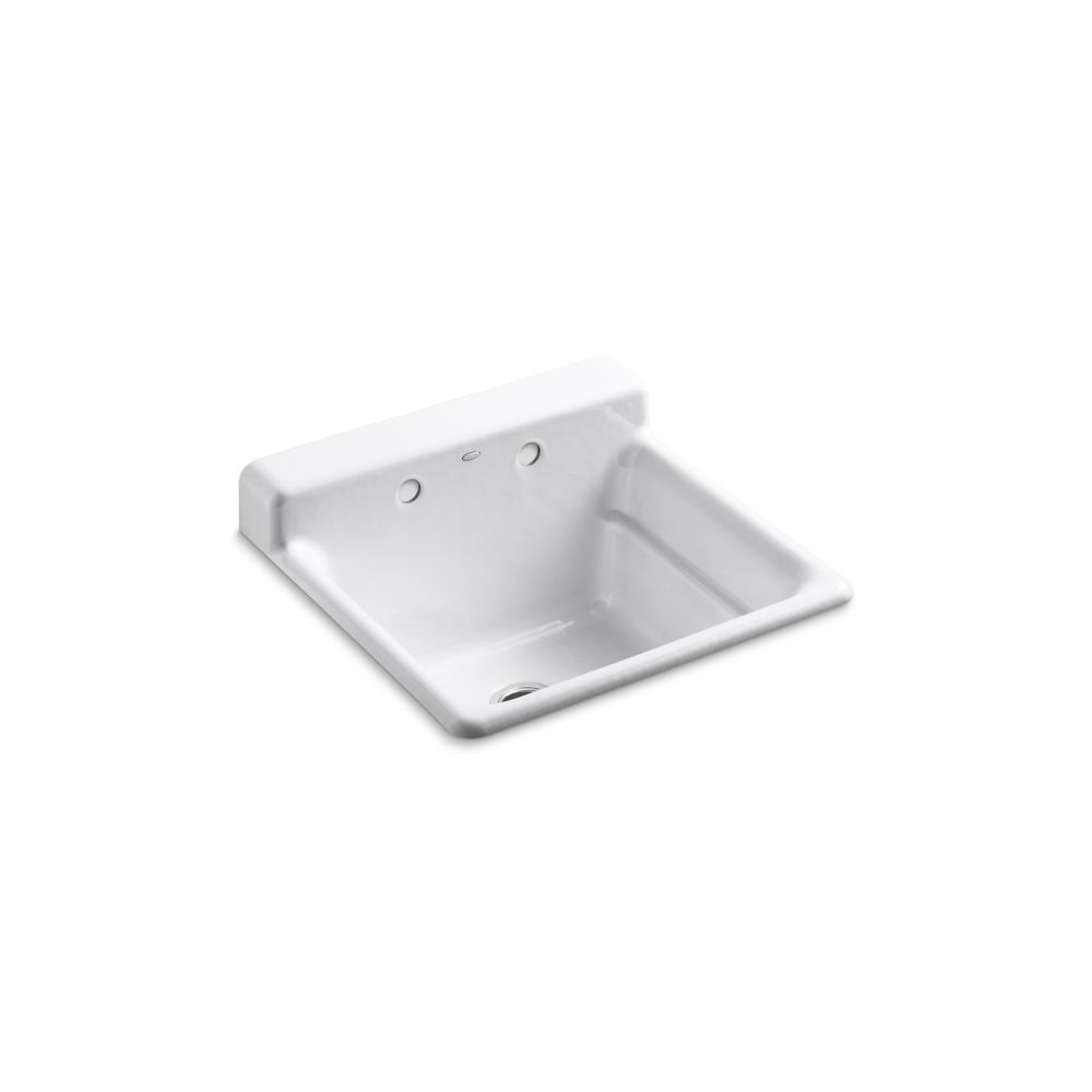 Bayview Self Rimming Utility Sink With Two Hole Faucet Drilling In Backsplash
