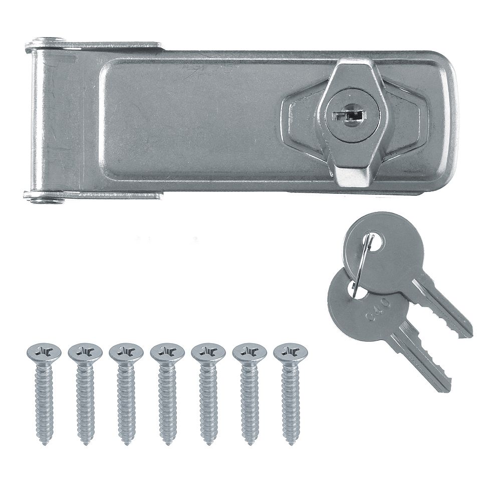 Everbilt 41/2Inch Zinc Plated Key Locking Hasp 1pk The Home Depot