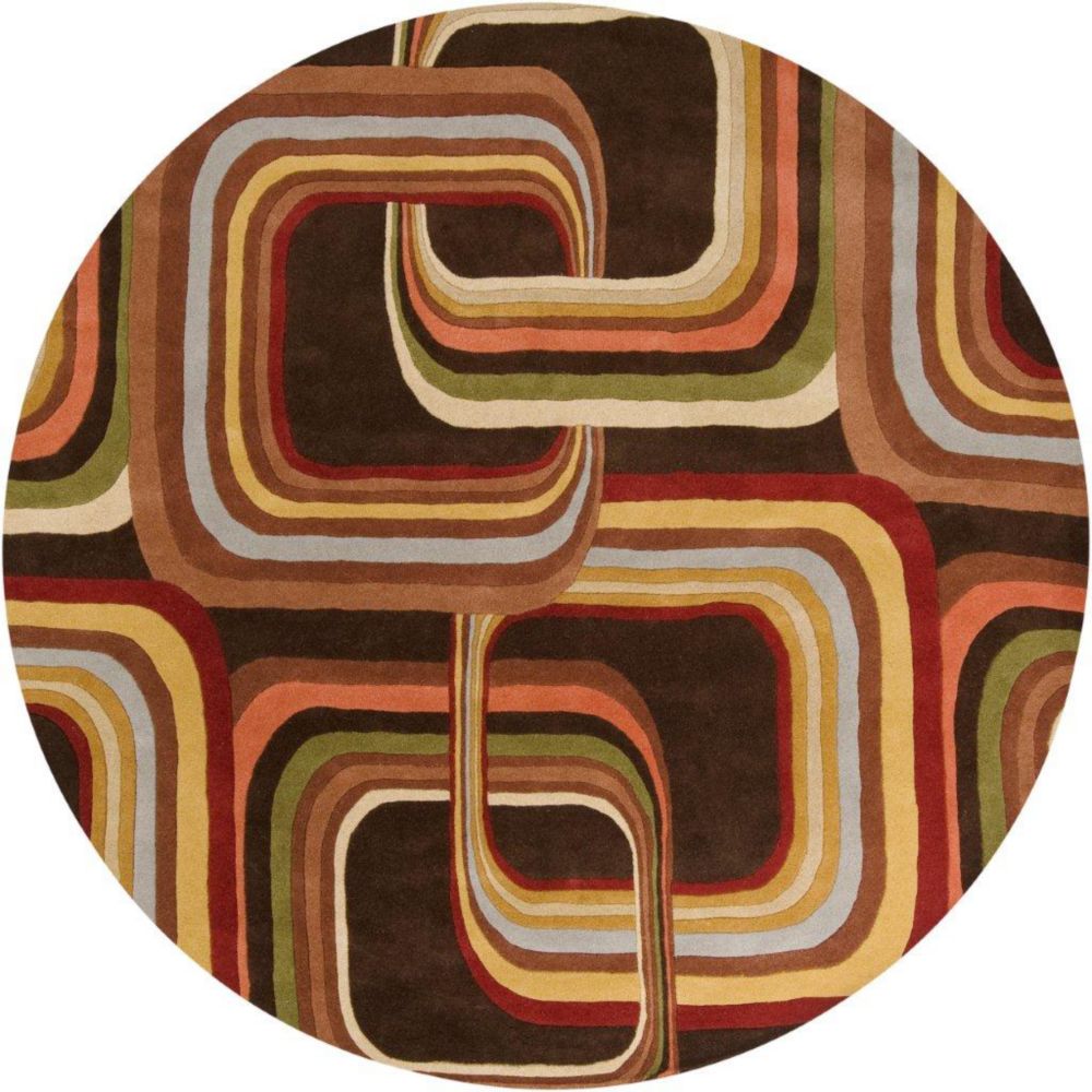 Artistic Weavers Tapis Rai chocolat en laine 6 Pi. rond Artistic Weavers Tapis Rai chocolat en laine 6 Pi. rond