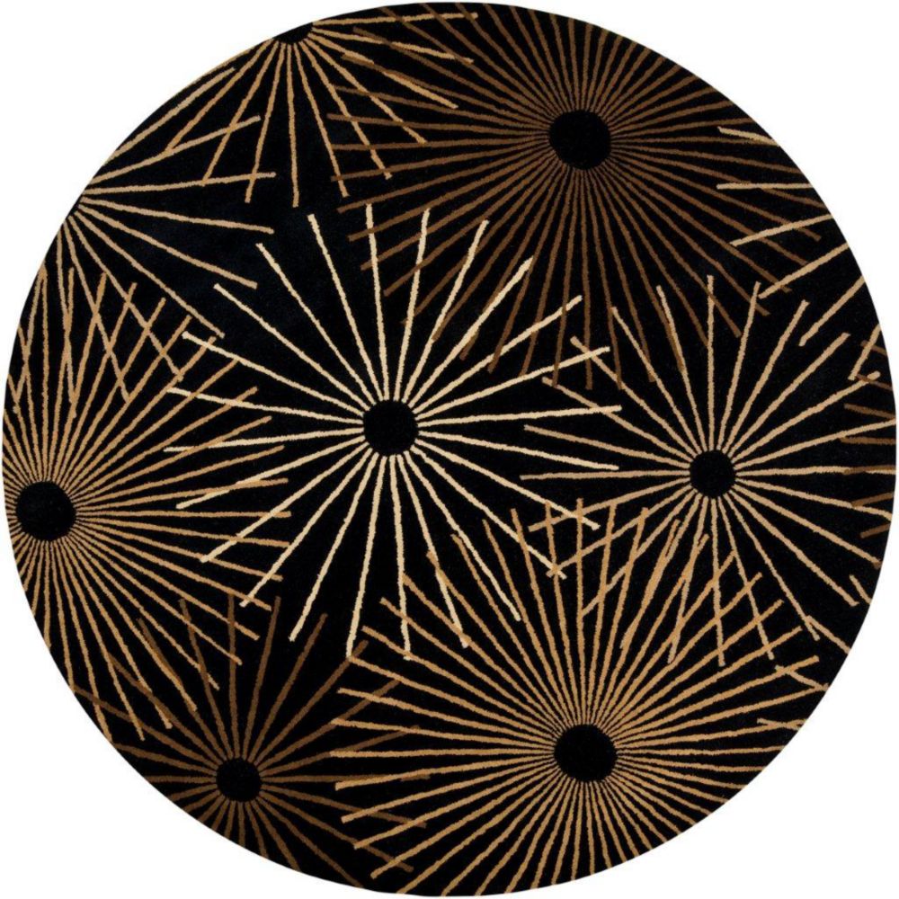 Artistic Weavers Tapis Rannee noir en laine 8 Pi. rond Artistic Weavers Tapis Rannee noir en laine 8 Pi. rond