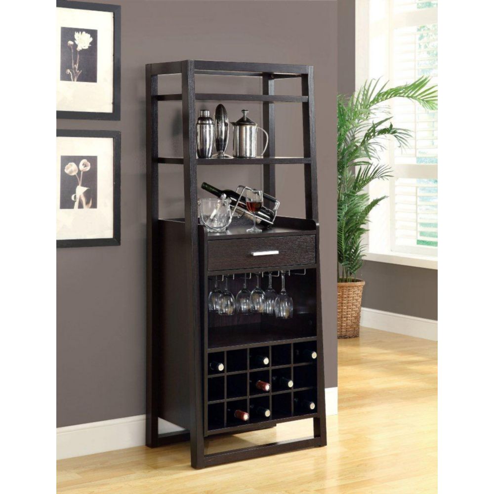 Monarch Specialties 60inch H Ladder Style Home Bar with Wine Rack in