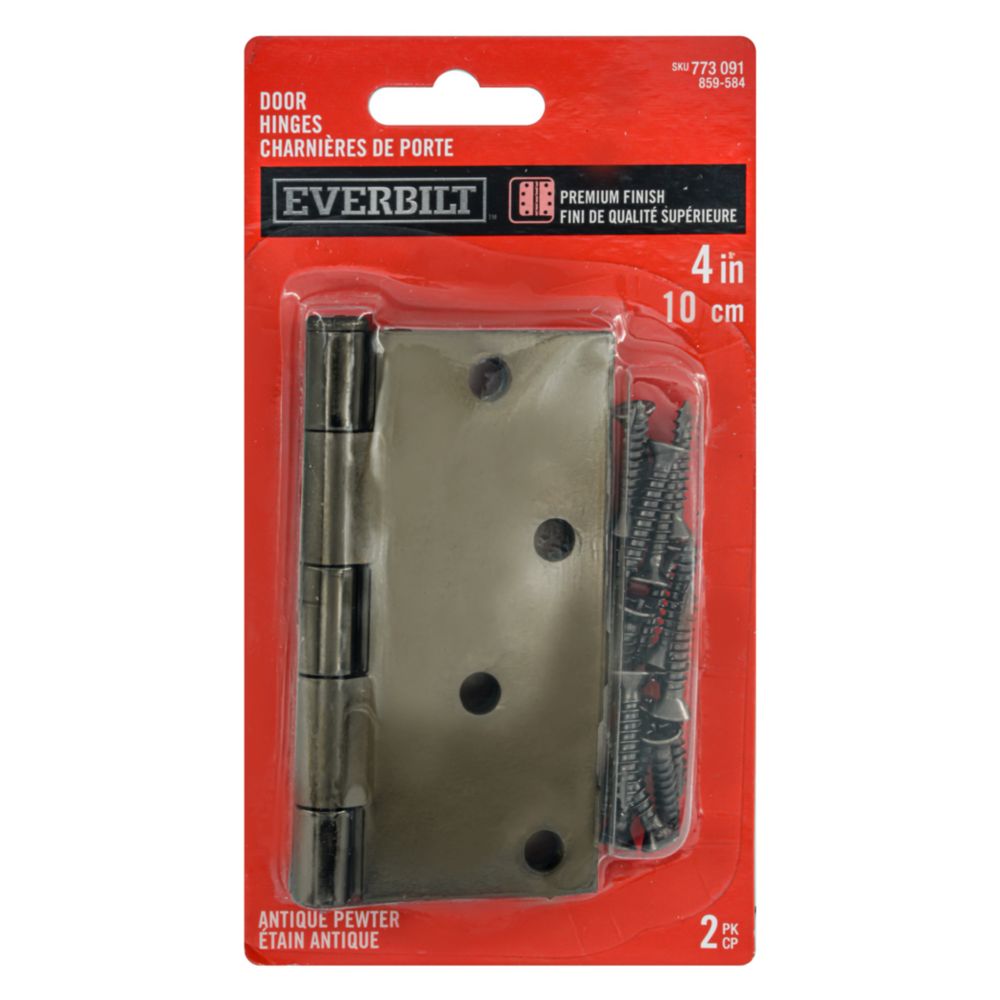 Everbilt 4inch Antique Pewter Door Hinge (2Pack) The Home Depot Canada