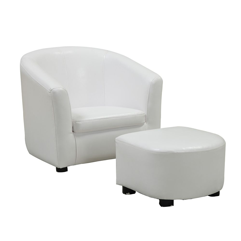 Juvenile Chair 2 Piece Set White Leather Look Fabric