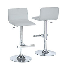 Monarch Specialties Leather Metal Chrome Contemporary Low Back Leather Metal Chrome Contemporary Low Back Armless Bar Stool With White Faux Seat Set Of 2