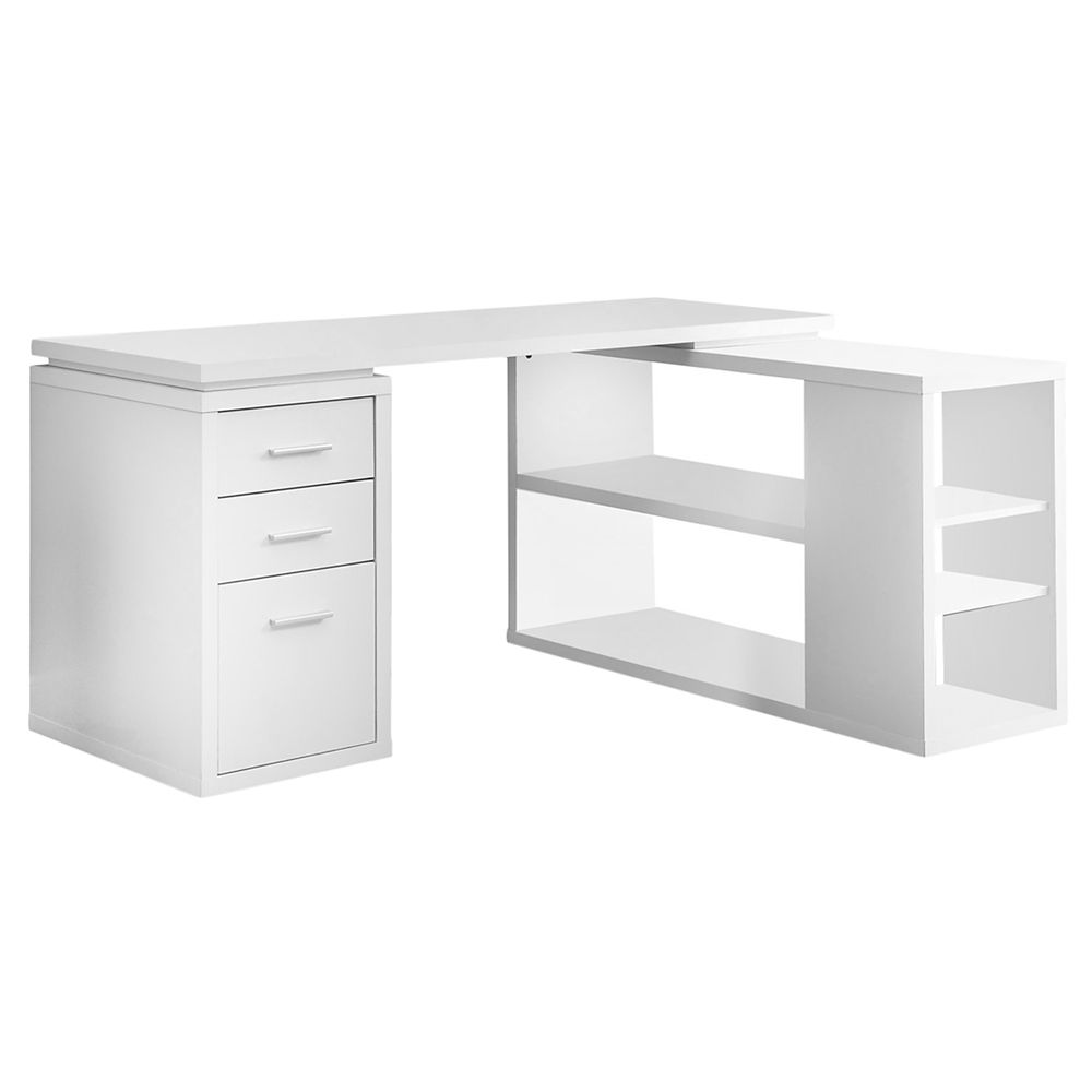 Monarch Specialties 60-inch L Adjustable L-Shaped Desk with Storage in ...