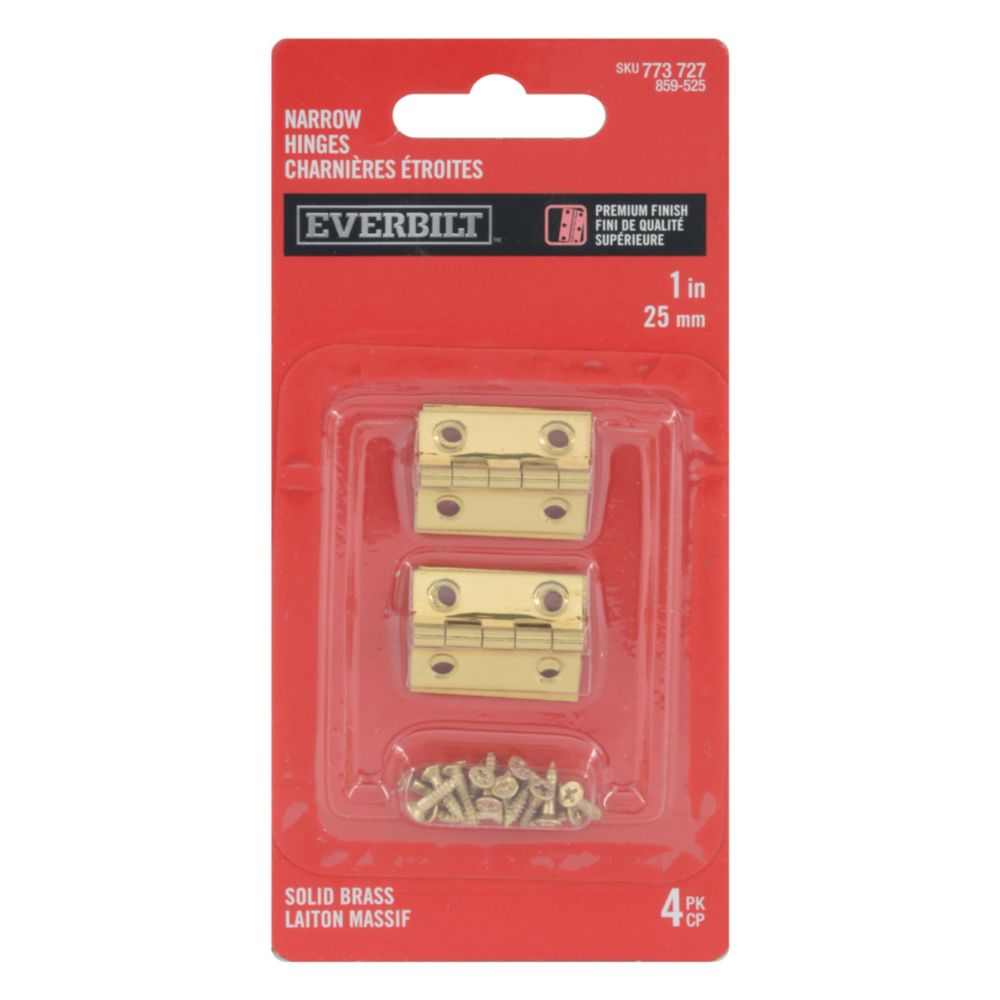 Everbilt 1 Inch Solid Brass Narrow Hinge (4Pack) The Home Depot Canada