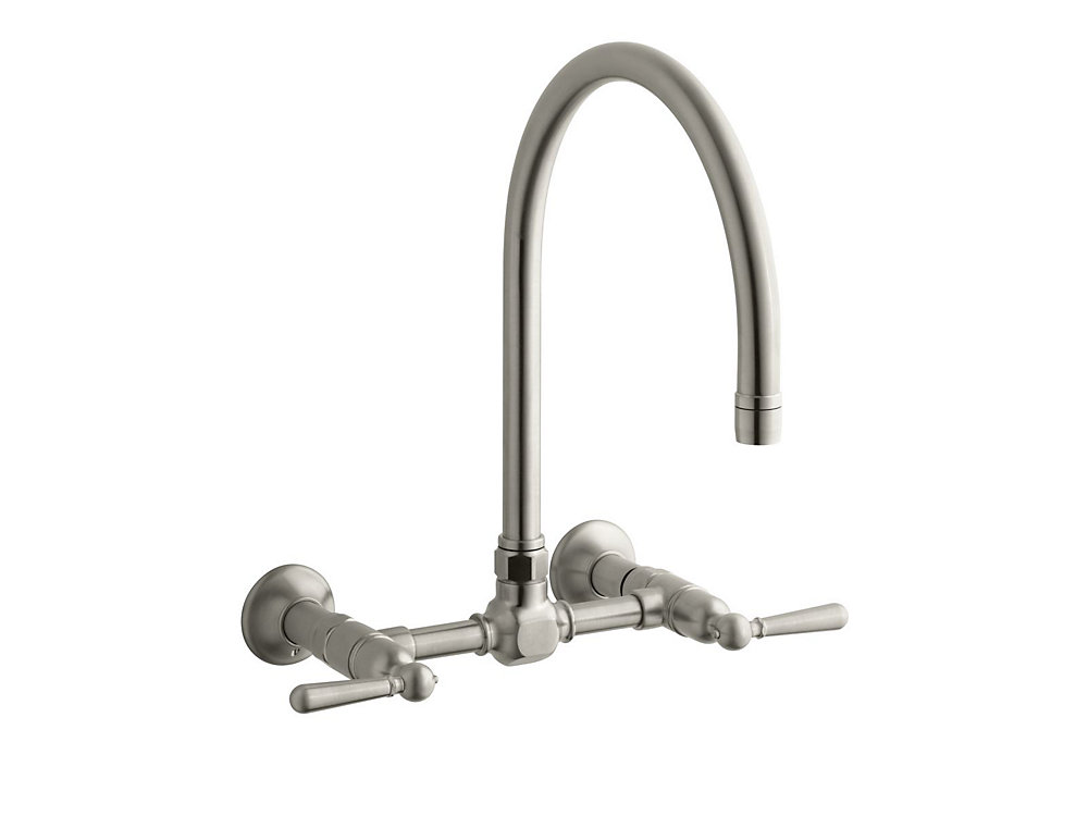 Hirise Stainless Wall Mount Bridge Kitchen Faucet