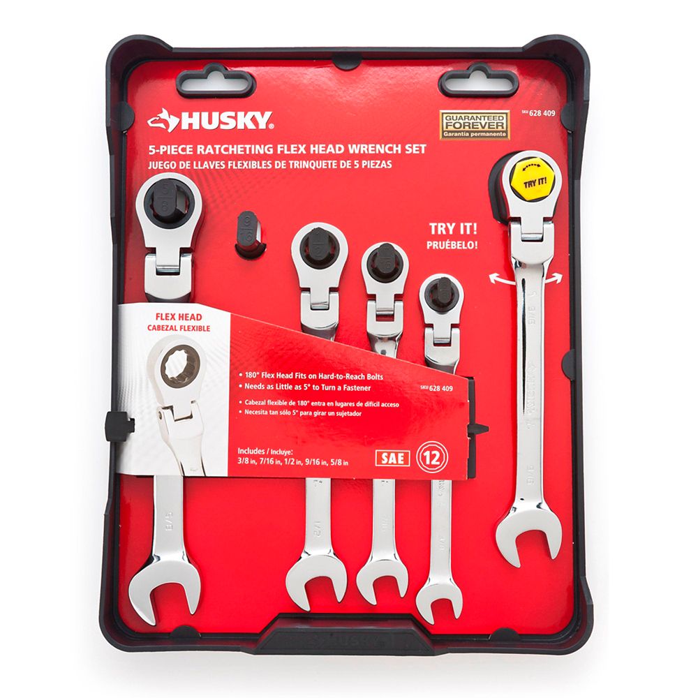 HUSKY Flex Ratcheting Wrench Set 5 Pieces SAE The Home Depot Canada