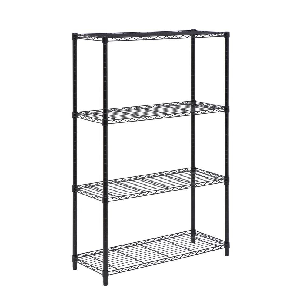 Honey-Can-Do 4 Tier Chrome Shelving Unit, Black