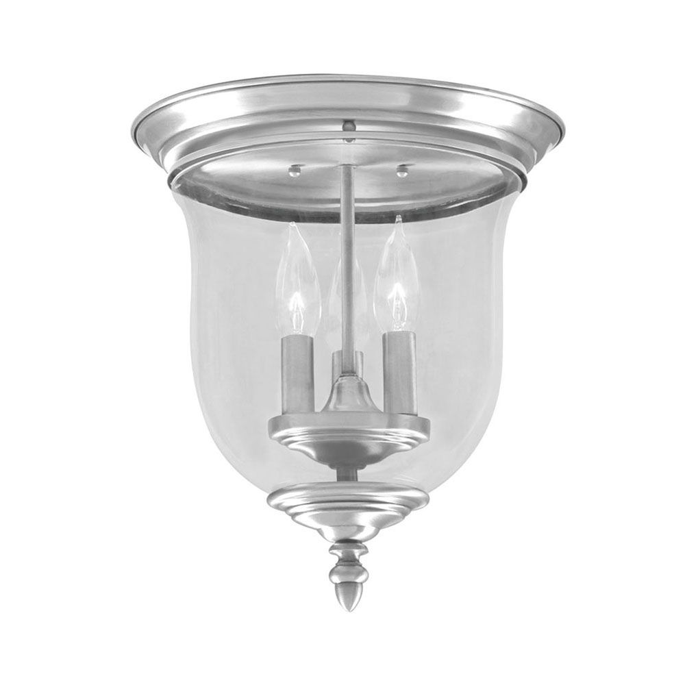 Providence 3-light Brushed Nickel Semi Flush Mount With Clear Glass