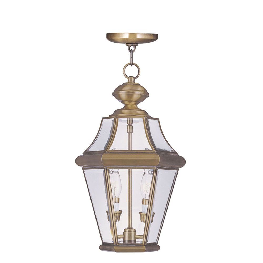 Illumine Providence 2 Light Bright Brass Incandescent Pendant with Clear Beveled Glass The