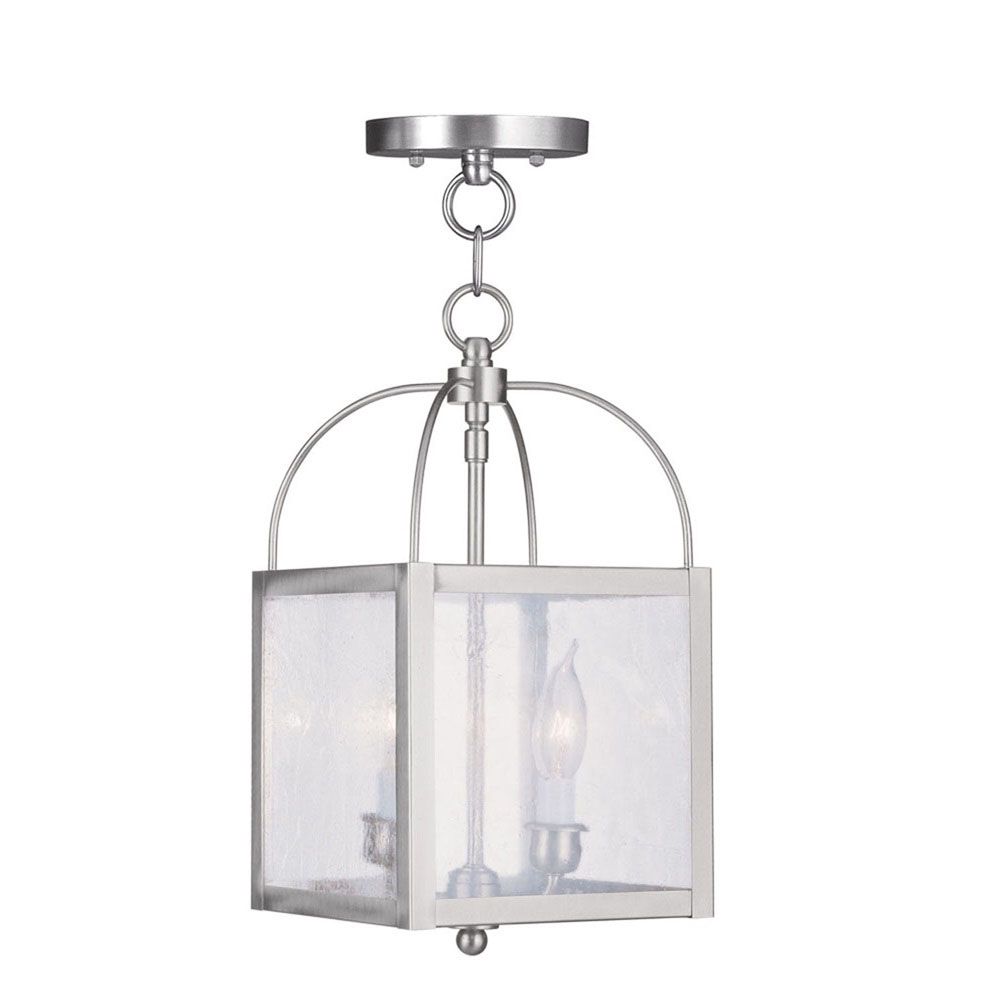 Illumine Providence 2 Light Brushed Nickel Incandescent Pendant with Seeded Glass The Home
