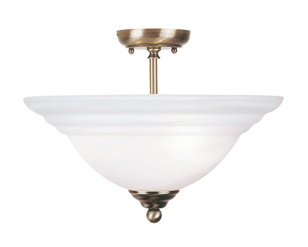 Illumine Providence 3 Light Antique Brass Incandescent Semi Flush Mount