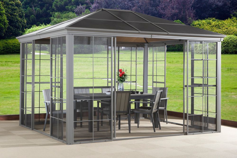 Sojag Costa Verde 12 Ft. X 12 Ft. Solarium With 4 Sliding Doors In 