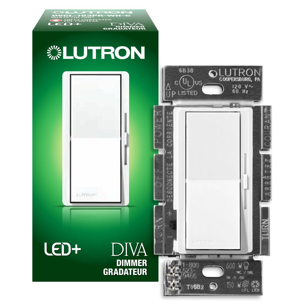 Lutron Diva 150-Watt Single Pole/3-Way CFL/LED Dimmer - White ...