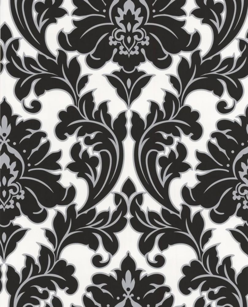 Superfresco Easy Majestic 8inch x 5 3/4inch Black and White Wallpaper