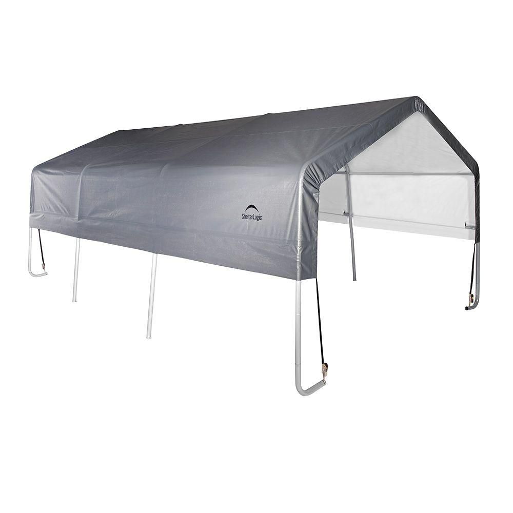Shelterlogic Carport In A Box Peak Grey Garage 12 Feet W X 20