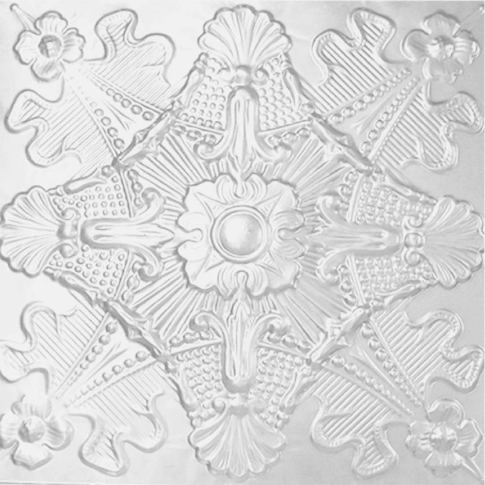 Shanko 2 Feet x 4 Feet White Finish Steel NailUp Ceiling Tile Design