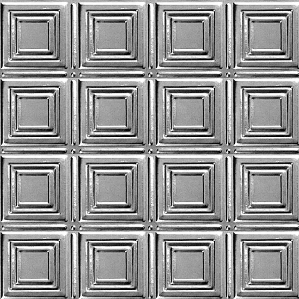 Shanko 2 Feet x 4 Feet Steel Silver NailUp Ceiling Tile Design Repeat