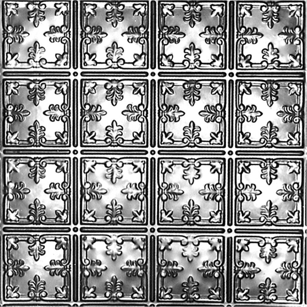 Shanko 2 Feet x 4 Feet Steel Silver NailUp Ceiling Tile Design Repeat
