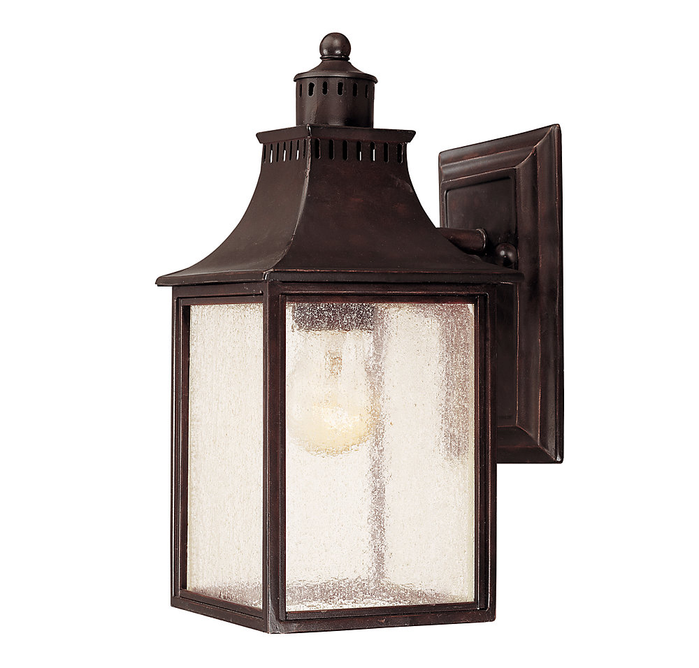 Satin 1 Light Bronze Outdoor Wall Mount With White Glass