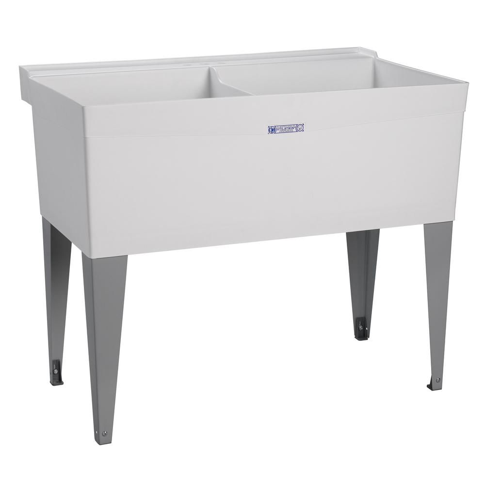 MUSTEE Utilatwin Double Laundry Tub Floor Mount 40 Inchx24 ...